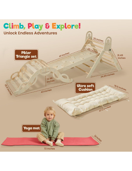Conjunto Triángulo Pikler Almast Kids 10 en 1 Escalador Plegable