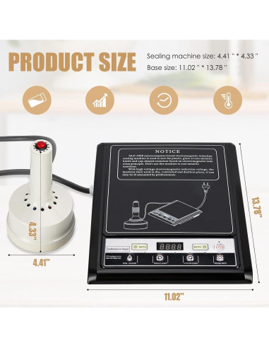 Sellador de Inducción NEWTRY 20-100mm 1200W Automático
