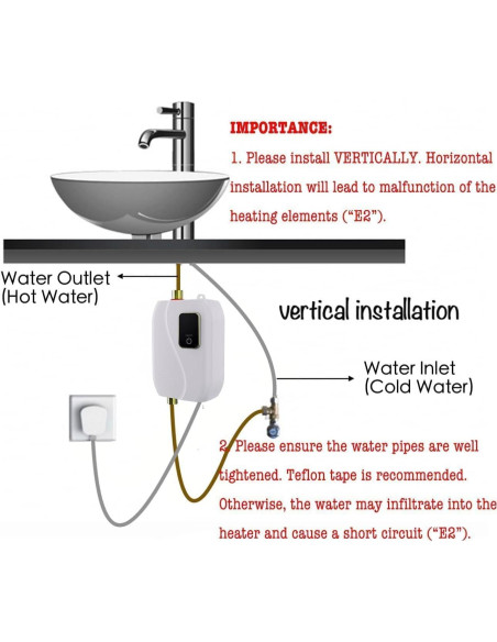 Calentador de Agua Instantáneo Eléctrico Genérico 3000W 110V