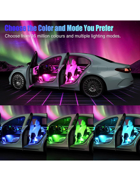 Luces LED RGB para Interior de Carro Honalia con Control APP