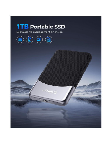 ORICO SSD Externo 1TB USB-C 3.2 Resistente al Polvo y Caídas