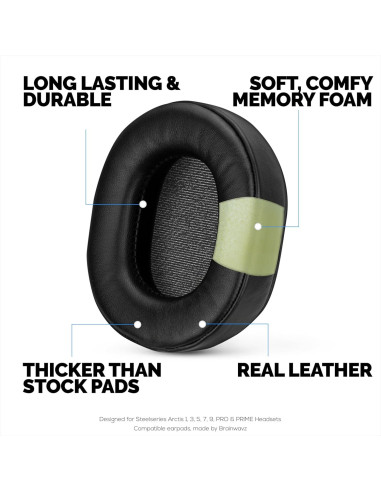 Almohadillas de piel de oveja Brainwavz para Steelseries Arctis 1-9