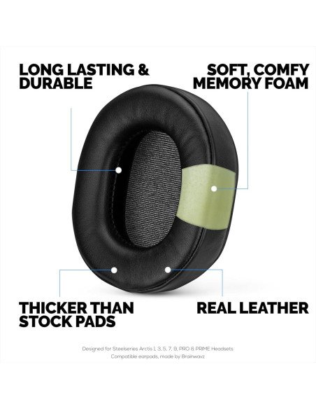 Almohadillas de piel de oveja Brainwavz para Steelseries Arctis 1-9
