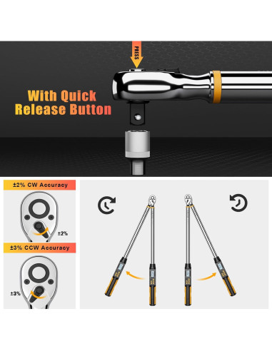 Llave de Torque Digital TAGVIT 1/2 Pulgada 20-400 Nm Precisión +/-2%