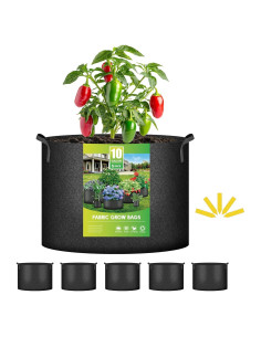 Bolsas de Crecimiento iPower 5-Pack 10 Galones Tela Negra