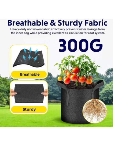 Bolsas de Crecimiento iPower 5-Pack 10 Galones Tela Negra