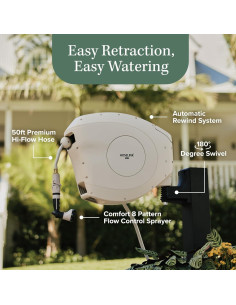 Carrete de Manguera Retráctil HOSELINK 15.24m Beige con Boquilla 2