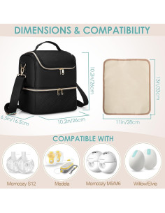 Bolsa de Extractor de Leche Fasrom Negra con Compartimento Enfriador 2