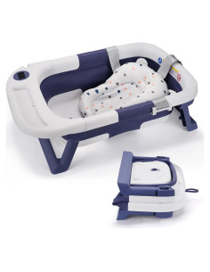Bañera Plegable para Bebés DaGiBaycn con Termómetro Azul