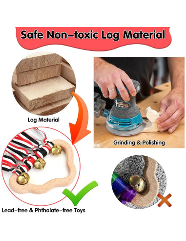 Juguetes de Sonajero de Madera FPVERA - 2 Piezas Sensoriales