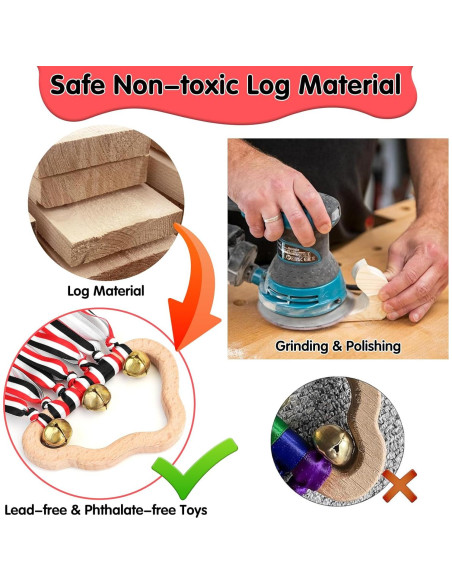 Juguetes de Sonajero de Madera FPVERA - 2 Piezas Sensoriales