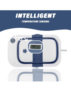 Bañera Plegable para Bebés DaGiBaycn con Termómetro Azul 2