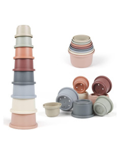 Tazas Apilables Montessori Tepear 8PCS para Bebés 6-12 Meses