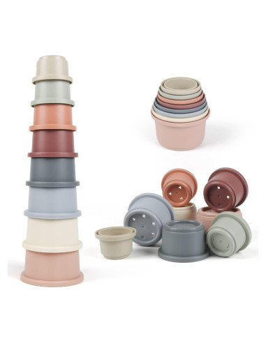 Tazas Apilables Montessori Tepear 8PCS para Bebés 6-12 Meses