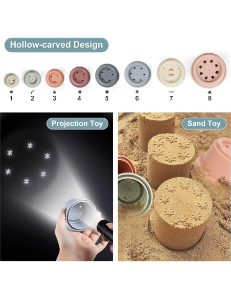 Tazas Apilables Montessori Tepear 8PCS para Bebés 6-12 Meses Tazas Apilables Montessori Tepear 8PCS para Bebés 6-12 Meses