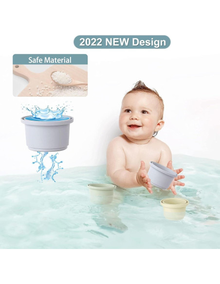 Tazas Apilables Montessori Tepear 8PCS para Bebés 6-12 Meses Tazas Apilables Montessori Tepear 8PCS para Bebés 6-12 Meses