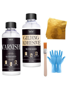 Kit de Hoja de Oro YumCraft 100ml Adhesivo y Barniz Brillante