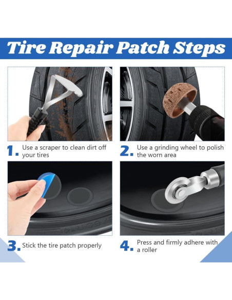Kit de Reparación de Neumáticos 34 Piezas QWLWBU con Parches