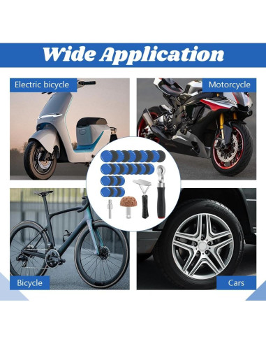 Kit de Reparación de Neumáticos 34 Piezas QWLWBU con Parches