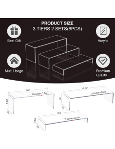 Soportes de Exhibición Acrílicos Blaithom 6PCS Transparentes 2