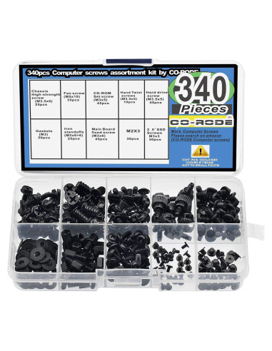 Kit de 340 Tornillos de Computadora CO-RODE - Placa Base, SSD, Ventilador