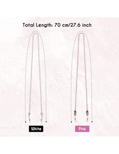 Cadena para Gafas TXIN con Perlas 65cm Rosa para Mujeres