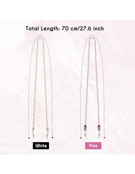 Cadena para Gafas TXIN con Perlas 65cm Rosa para Mujeres Cadena para Gafas TXIN con Perlas 65cm Rosa para Mujeres