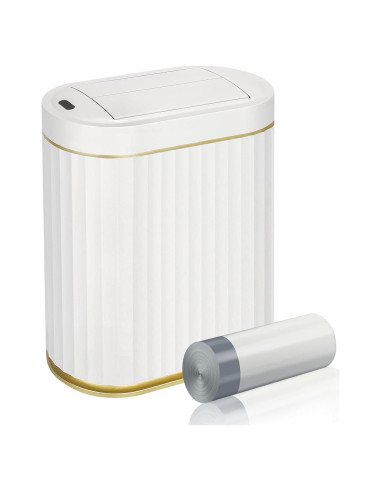 Papelera de Baño Automática ELPHECO con Sensor Blanco Dorado