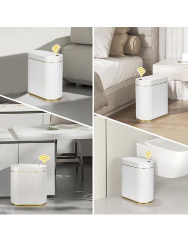 Papelera de Baño Automática ELPHECO con Sensor Blanco Dorado