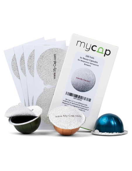 Sellos de Aluminio My-Cap para Cápsulas Nespresso Vertuo - 100 Unidades
