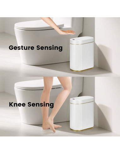 Papelera de Baño Automática ELPHECO con Sensor Blanco Dorado