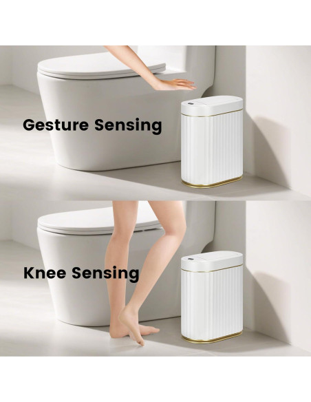 Papelera de Baño Automática ELPHECO con Sensor Blanco Dorado