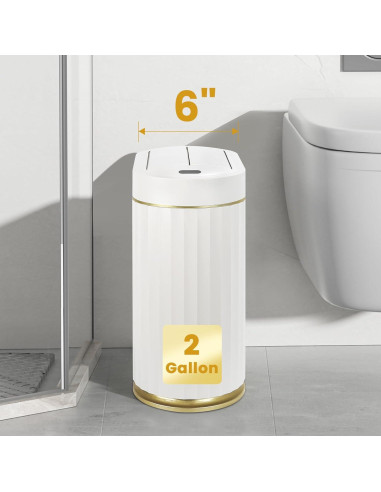 Papelera de Baño Automática ELPHECO con Sensor Blanco Dorado
