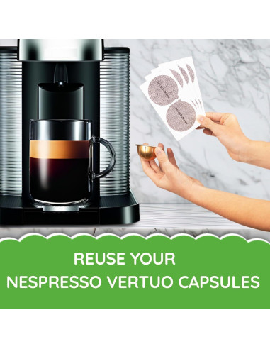 Sellos de Aluminio My-Cap para Cápsulas Nespresso Vertuo - 100 Unidades