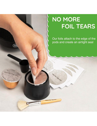 Sellos de Aluminio My-Cap para Cápsulas Nespresso Vertuo - 100 Unidades
