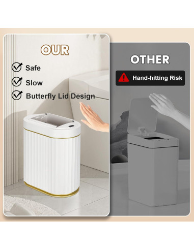 Papelera de Baño Automática ELPHECO con Sensor Blanco Dorado