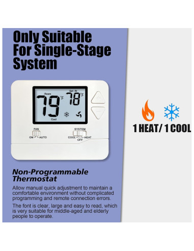 Termostato No Programable Heagstat H701 1H/1C con Retroiluminación