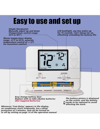 Termostato No Programable Heagstat H701 1H/1C con Retroiluminación