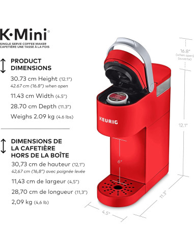 Cafetera Keurig K-Mini Roja 1 Taza Automática 0.91 kg