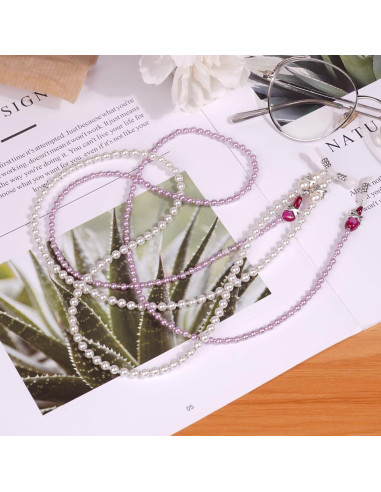 Cadena para Gafas TXIN con Perlas 65cm Rosa para Mujeres