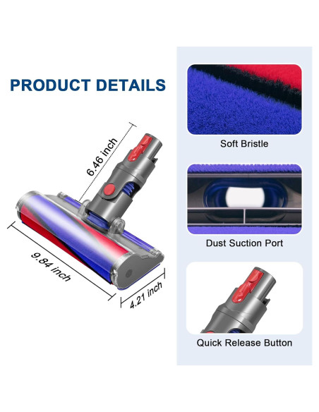 Cabezal de Limpieza Suave Coodss para Aspiradora Dyson V8 V10 V11