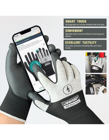 Guantes Aislantes JSBAGGT 400V para Electricista - Antideslizantes