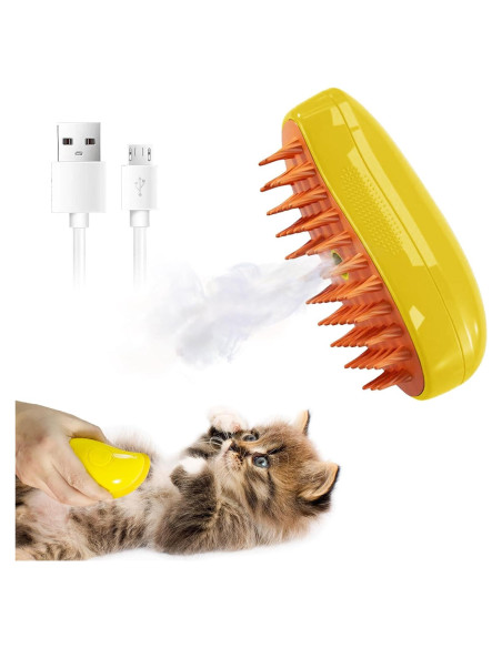 Cepillo de Vapor 3 en 1 para Mascotas Dixvuk - Amarillo