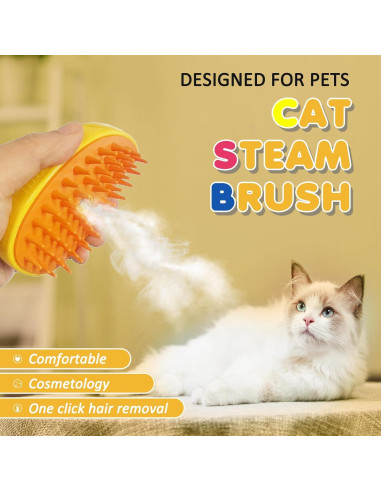 Cepillo de Vapor 3 en 1 para Mascotas Dixvuk - Amarillo