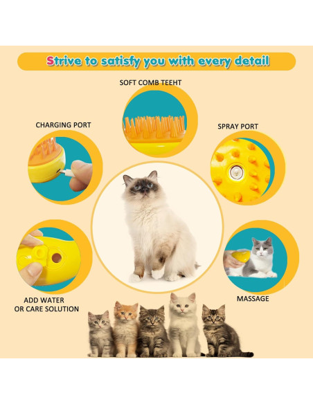 Cepillo de Vapor 3 en 1 para Mascotas Dixvuk - Amarillo