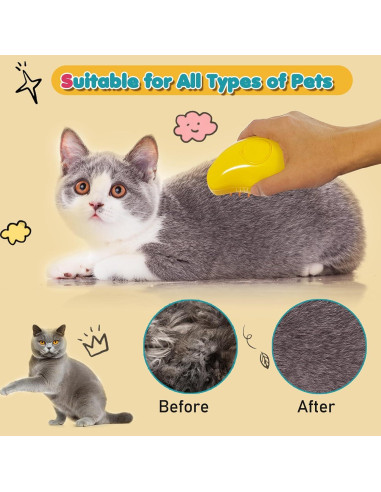 Cepillo de Vapor 3 en 1 para Mascotas Dixvuk - Amarillo