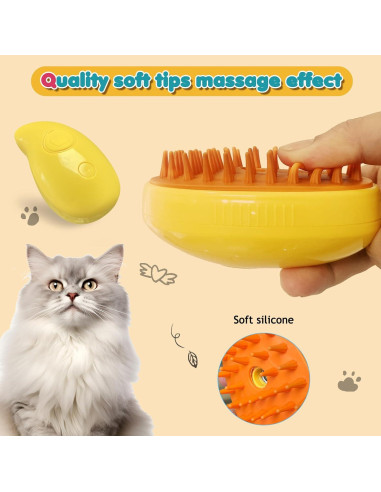 Cepillo de Vapor 3 en 1 para Mascotas Dixvuk - Amarillo