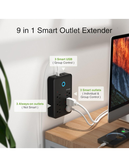 Enchufe Inteligente GHome Wi-Fi 2 Tomas Resistente al Agua IP64