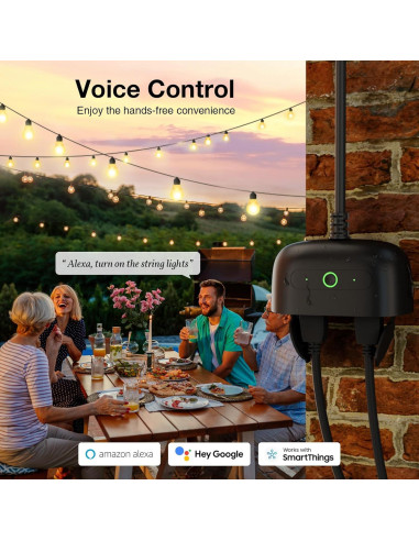 Enchufe Inteligente GHome Wi-Fi 2 Tomas Resistente al Agua IP64