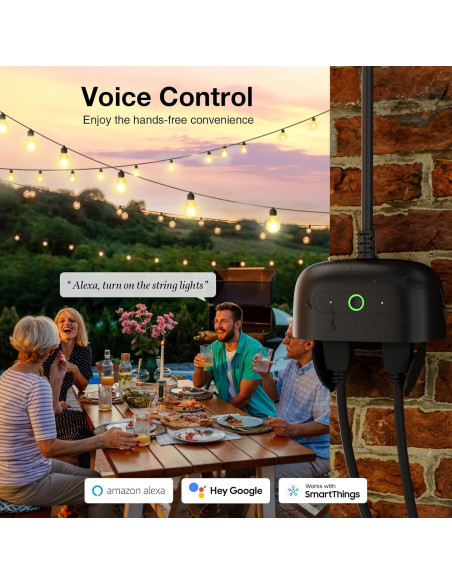 Enchufe Inteligente GHome Wi-Fi 2 Tomas Resistente al Agua IP64